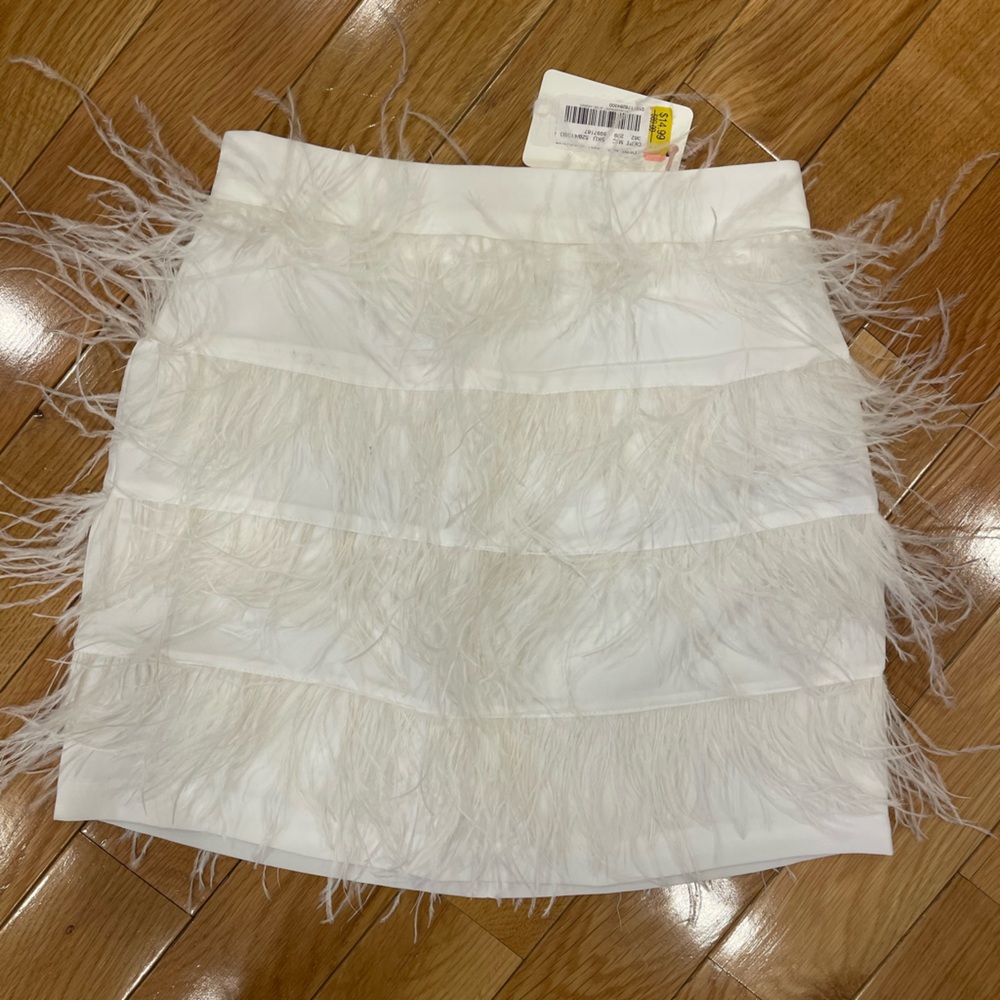 gianni bini white feather skirt